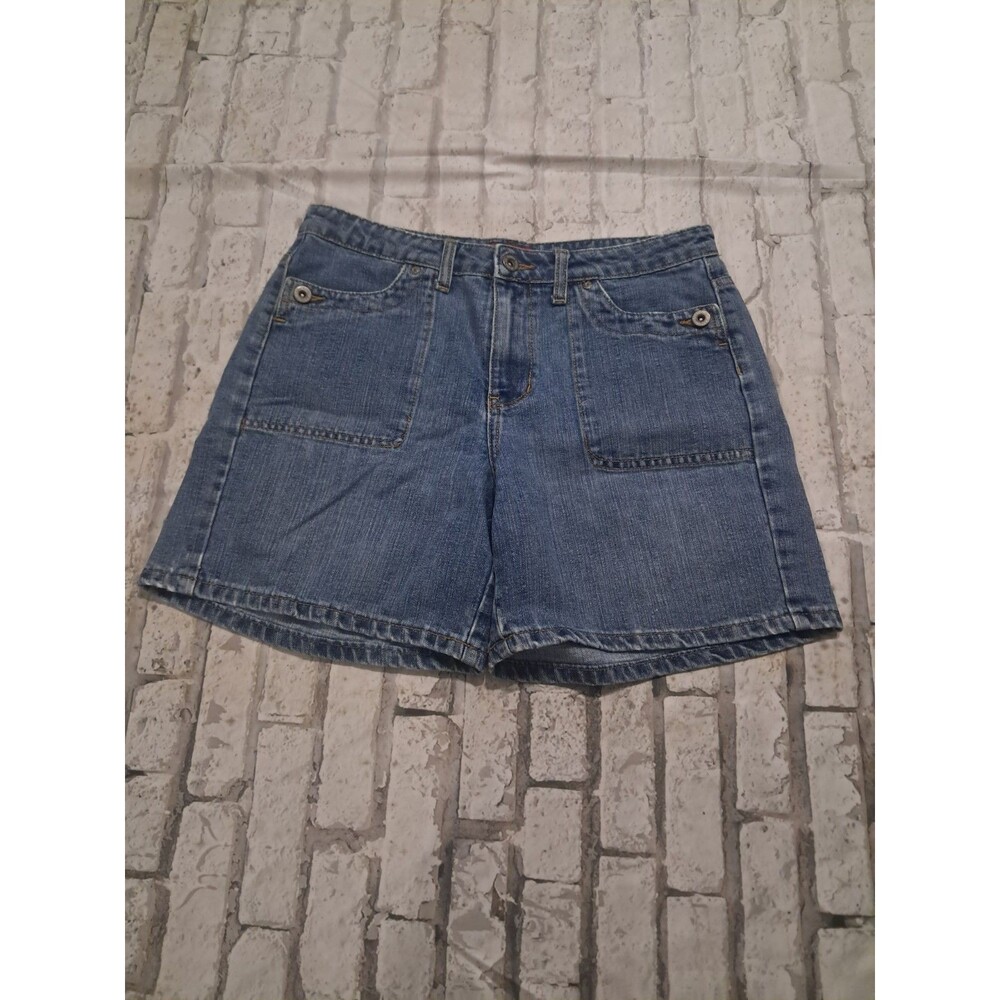 Vintage Faded Glory Women's Size 8 Denim Jean Mom Shorts Light Wash w/ Pockets